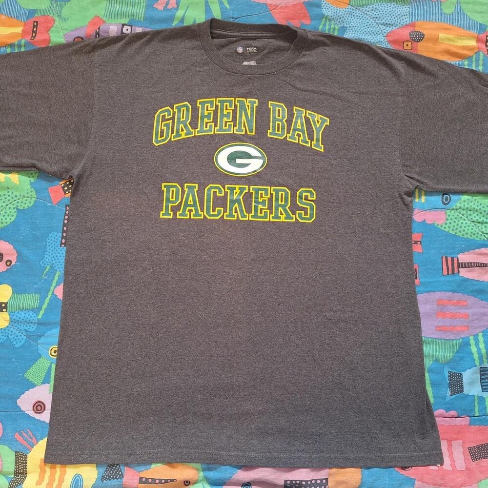 Green Bay Packers NFL Team Apparel Men's XL Gray T-Shirt Logo Football